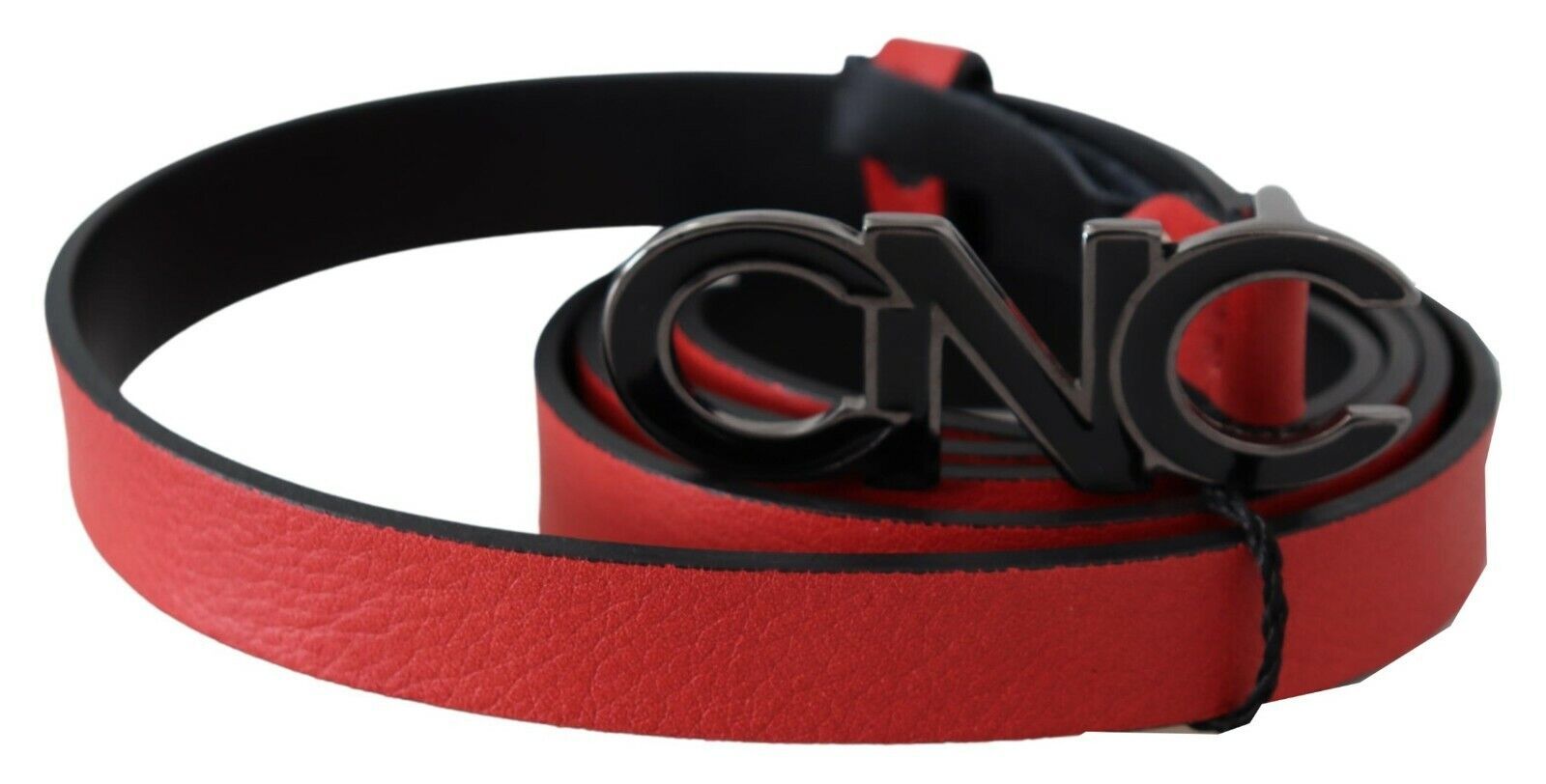 Costume National Red Reversible Leather Logo Women's Belt