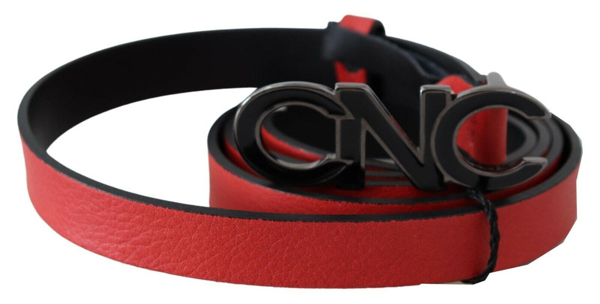 Costume National Red Reversible Leather Logo Women's Belt