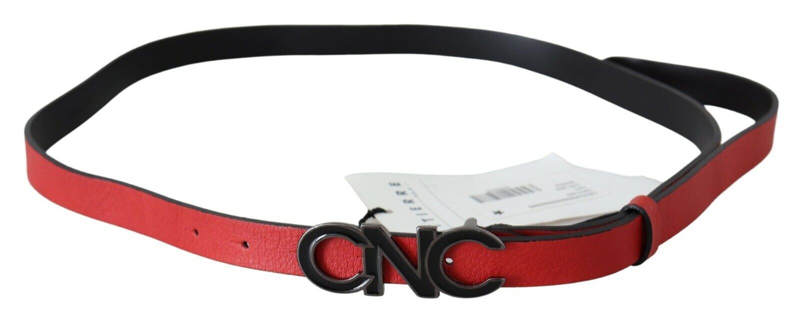 Costume National Red Reversible Leather Logo Women's Belt