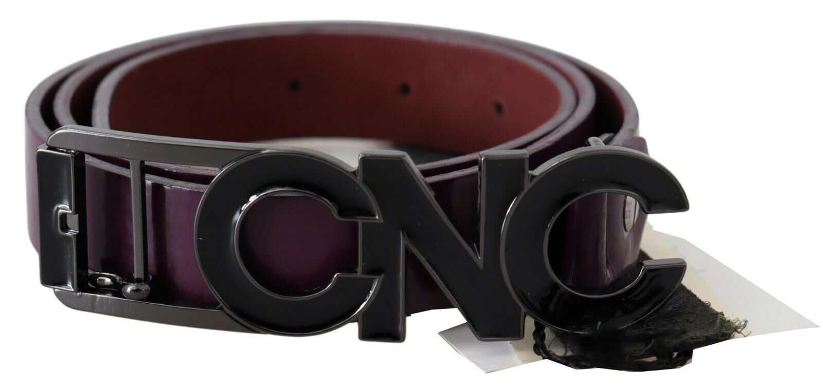 Costume National Brown Leather Large Logo Letter Buckle Women's Belt