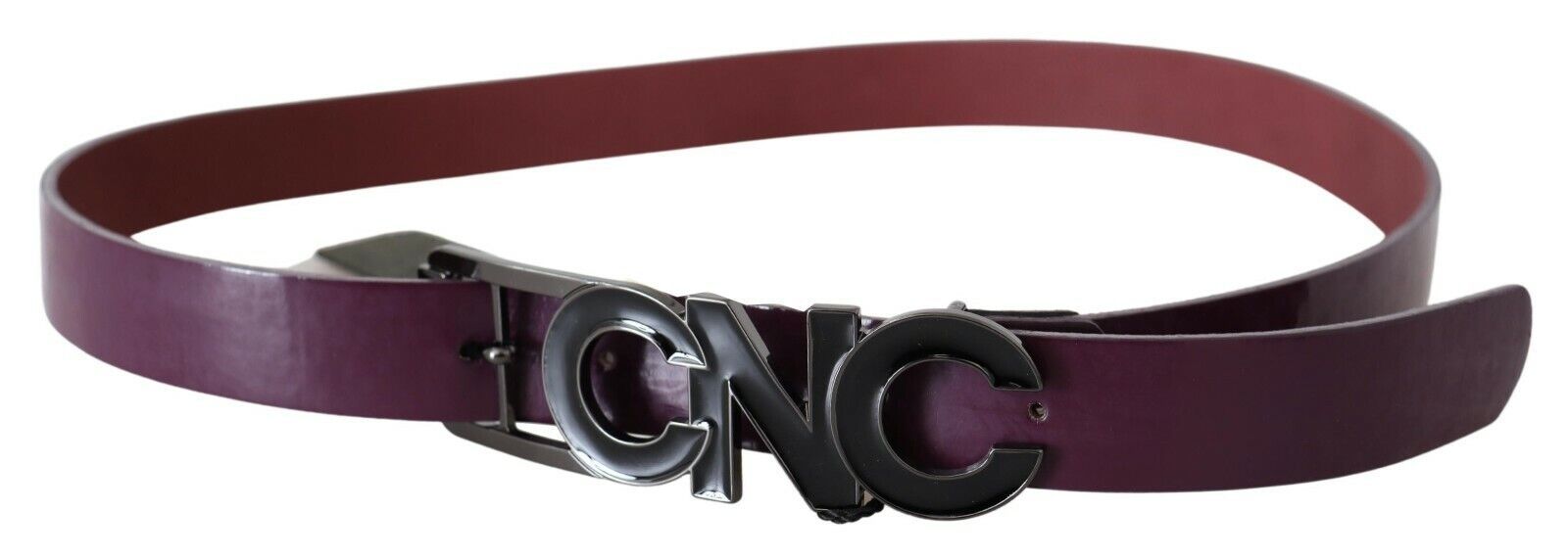 Costume National Brown Leather Large Logo Letter Buckle Women's Belt