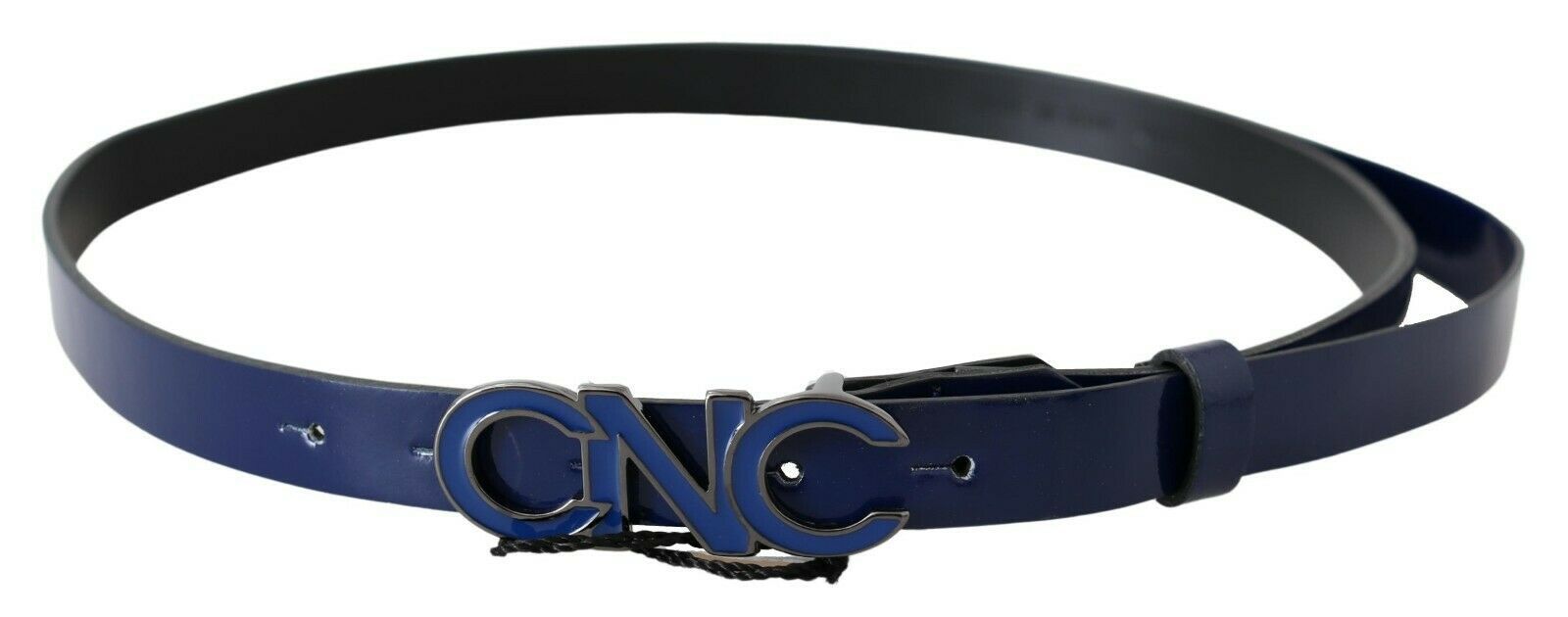 Costume National Blue Leather Logo Skinny Fashion Men's Belt