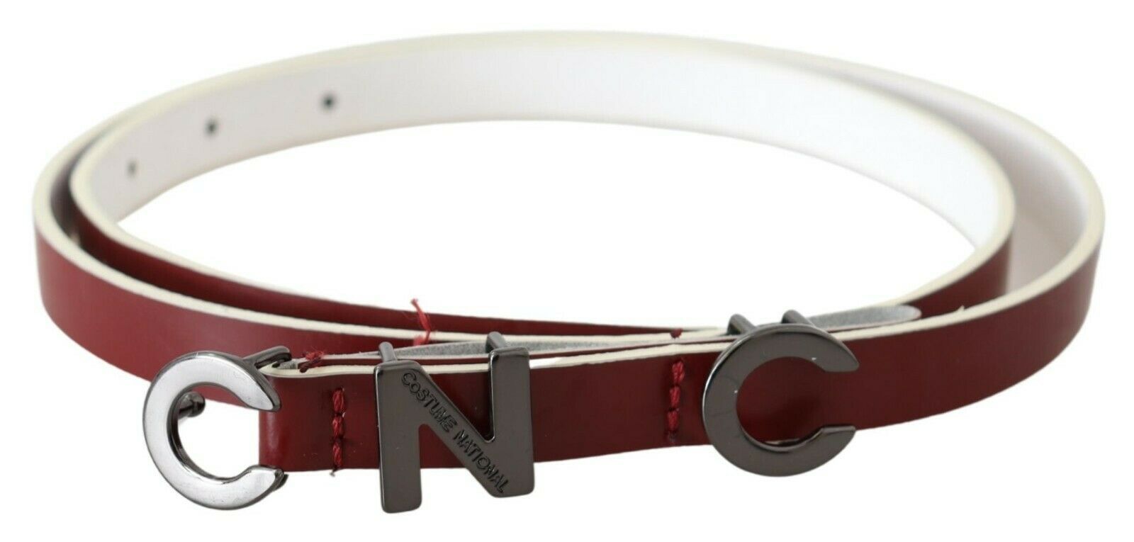 Costume National Maroon Leather Logo Skinny Women's Fashion