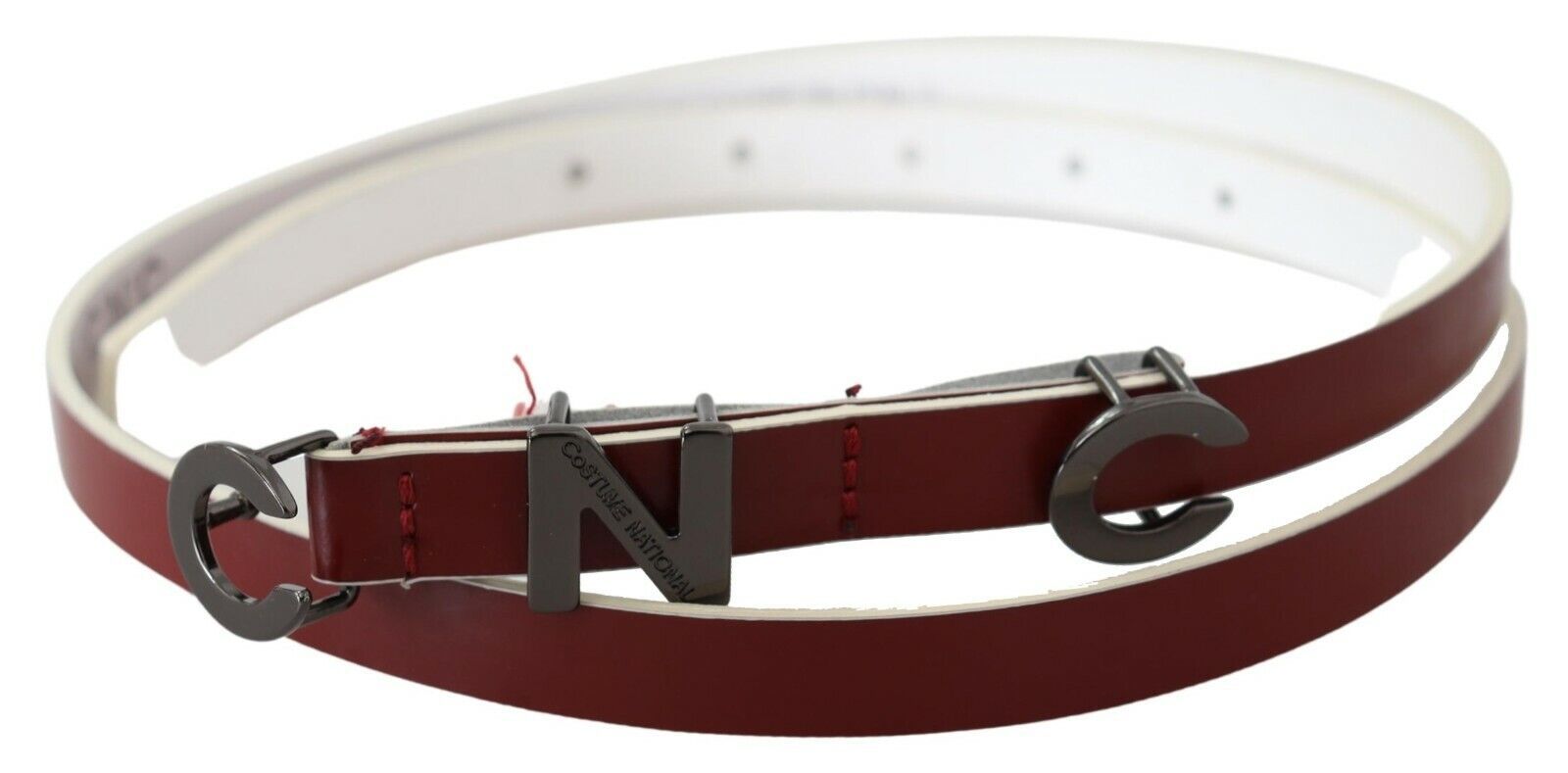 Costume National Maroon Leather Logo Skinny Women's Fashion
