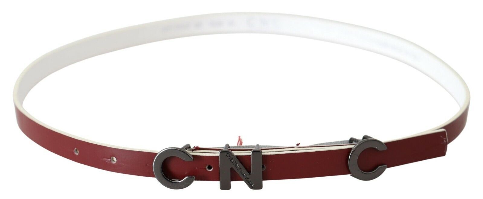 Costume National Maroon Leather Logo Skinny Women's Fashion