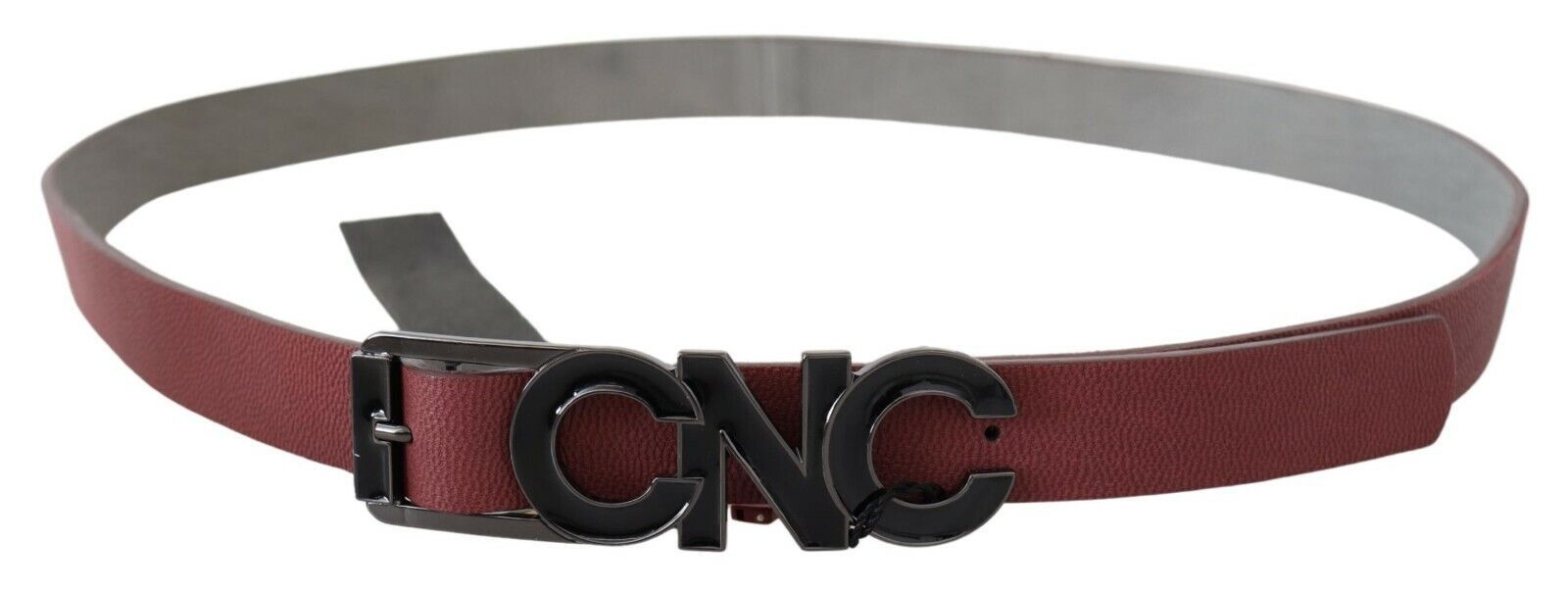 Costume National Maroon Skinny Leather Logo Fashion Women's Belt
