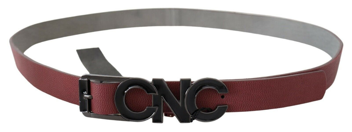 Costume National Maroon Skinny Leather Logo Fashion Women's Belt