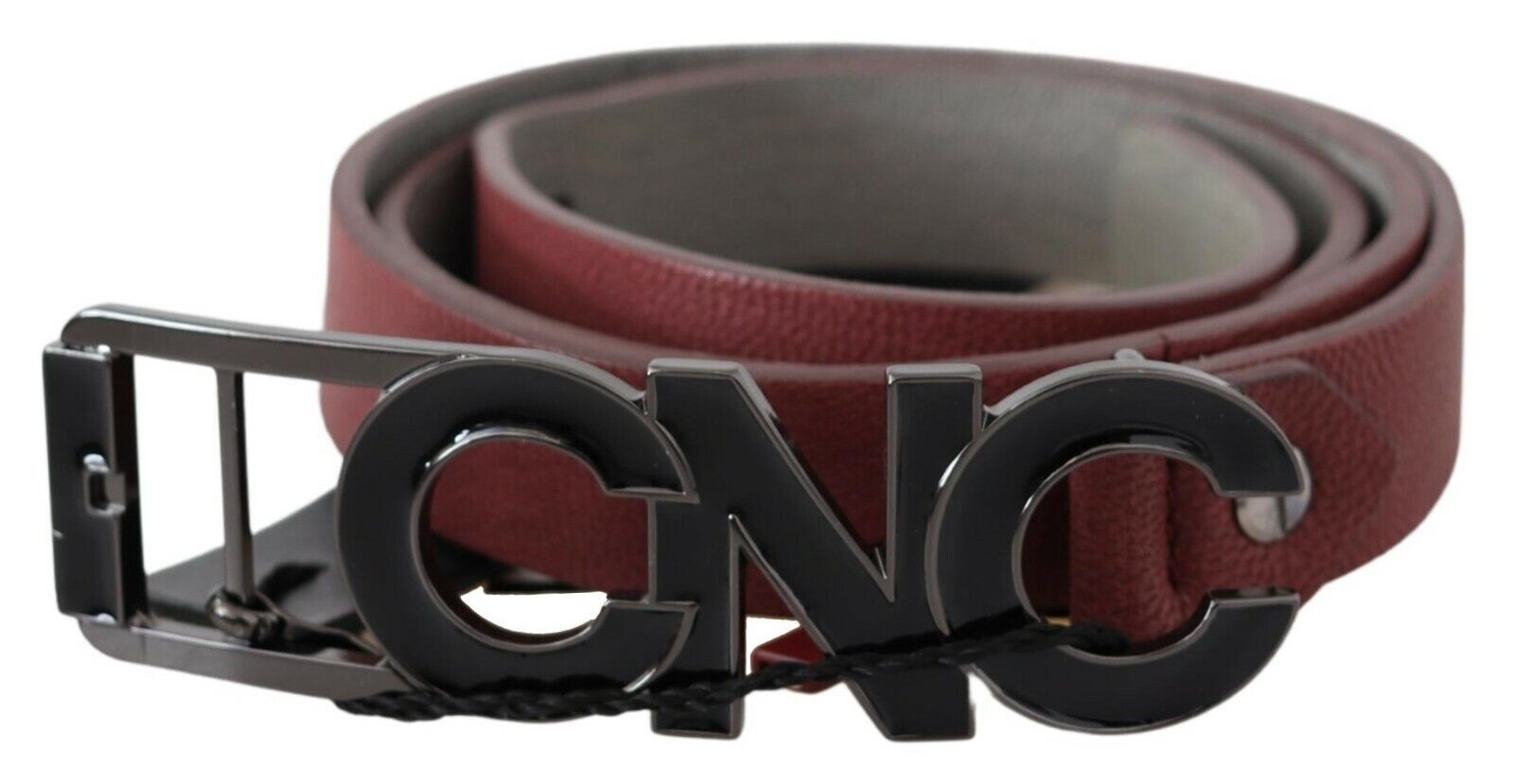 Costume National Maroon Skinny Leather Logo Fashion Women's Belt