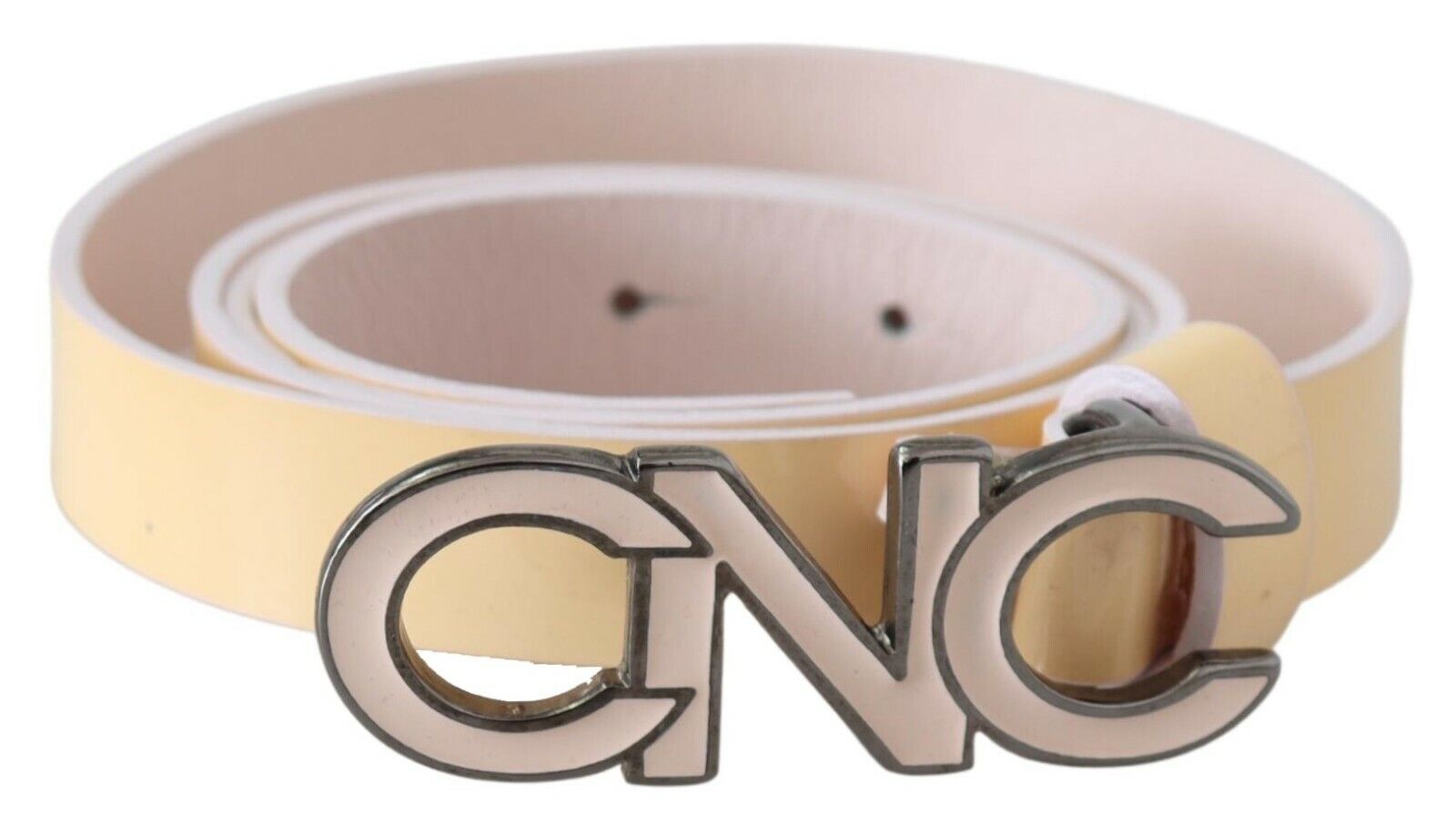 Costume National Beige Leather Pink Letter Logo Women's Belt
