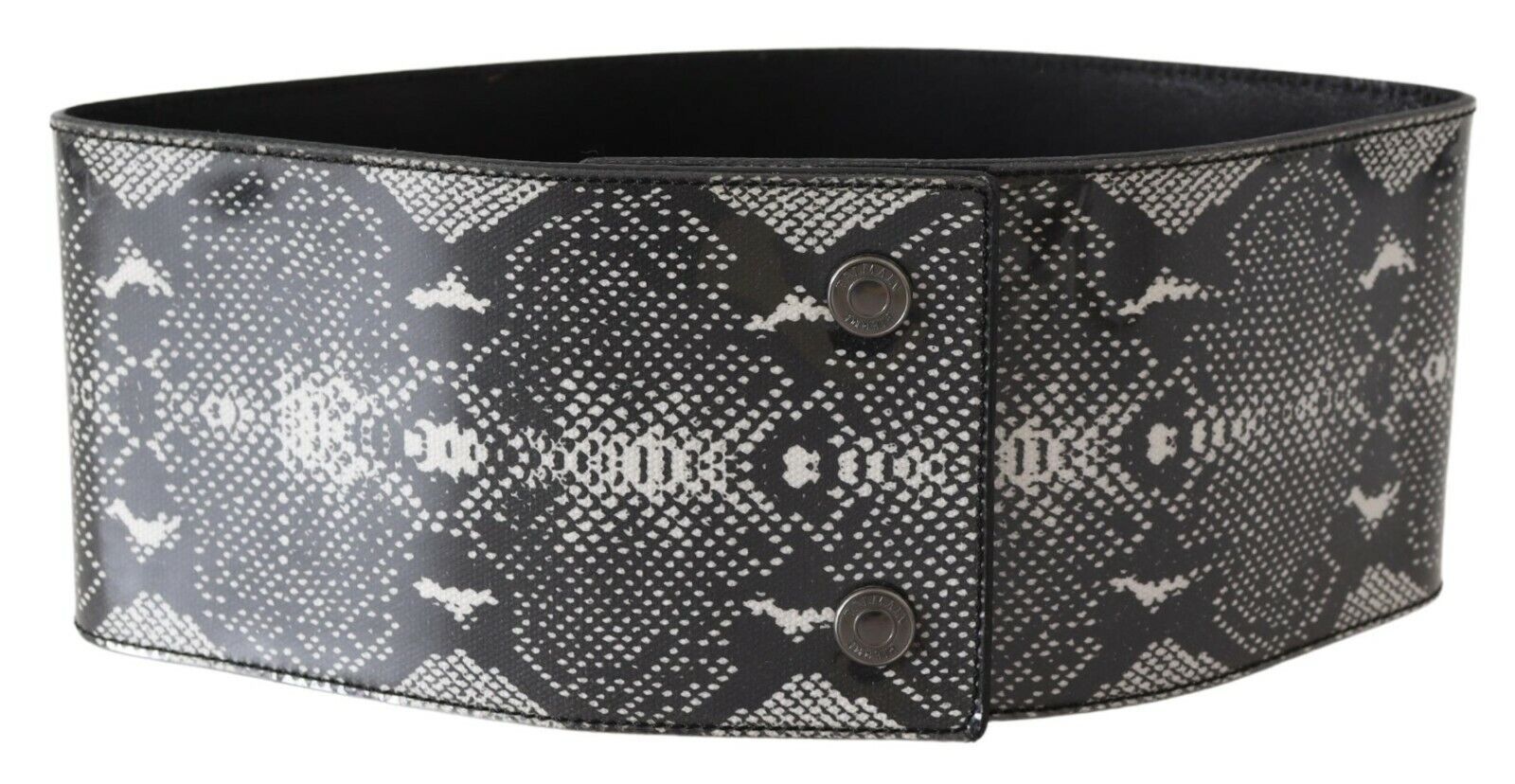 Ermanno Scervino Black Wide Leather Snakeskin Design Waist Women's Belt