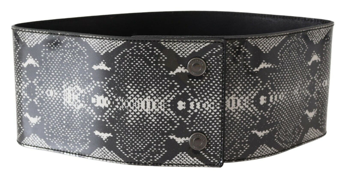 Ermanno Scervino Black Wide Leather Snakeskin Design Waist Women's Belt