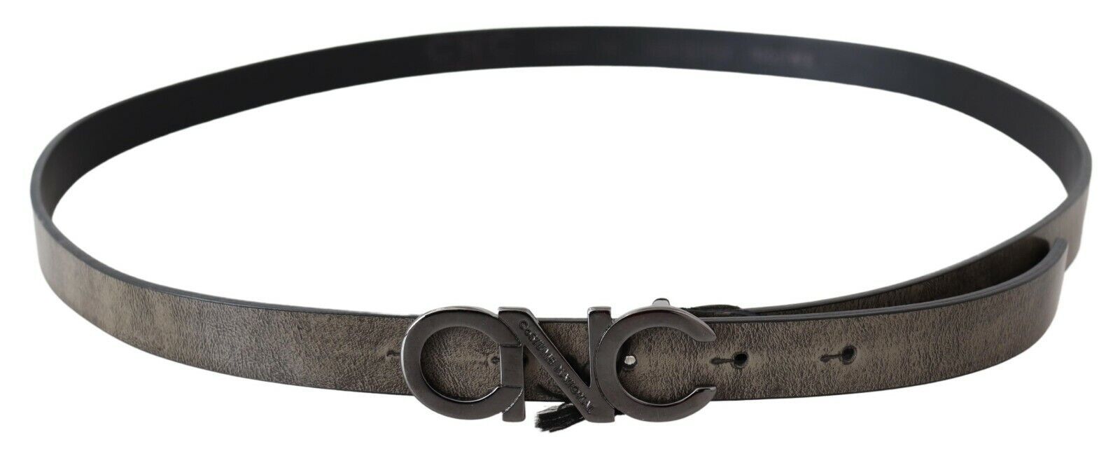 Costume National Dark Brown Leather Letter Logo Buckle Women's Belt