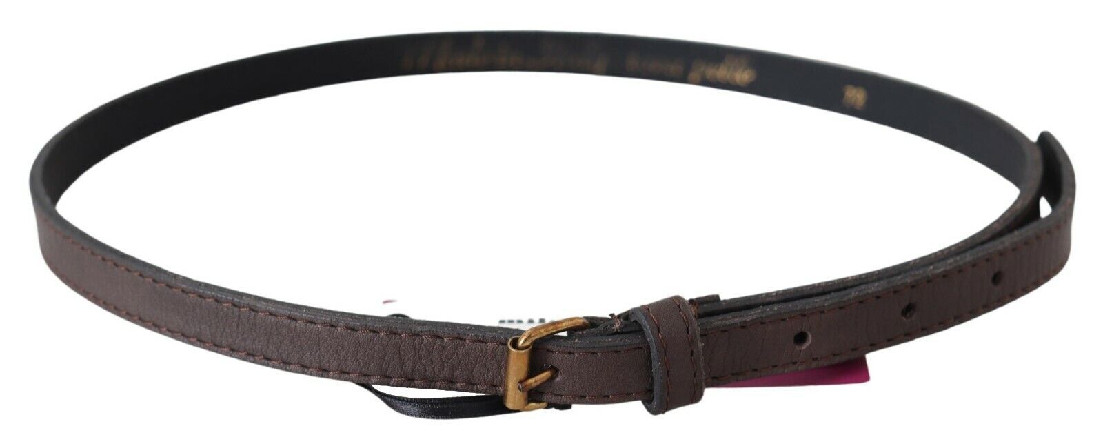 MILA SCHÖN Elegant Brown Leather Fashion Belt with Gold-Tone Women's Buckle