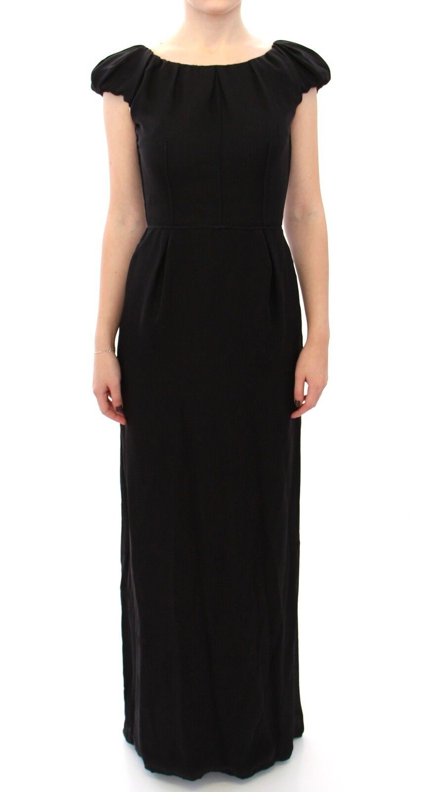 Dolce & Gabbana Black Silk Shortsleeve Gown Maxi IT Women's Dress