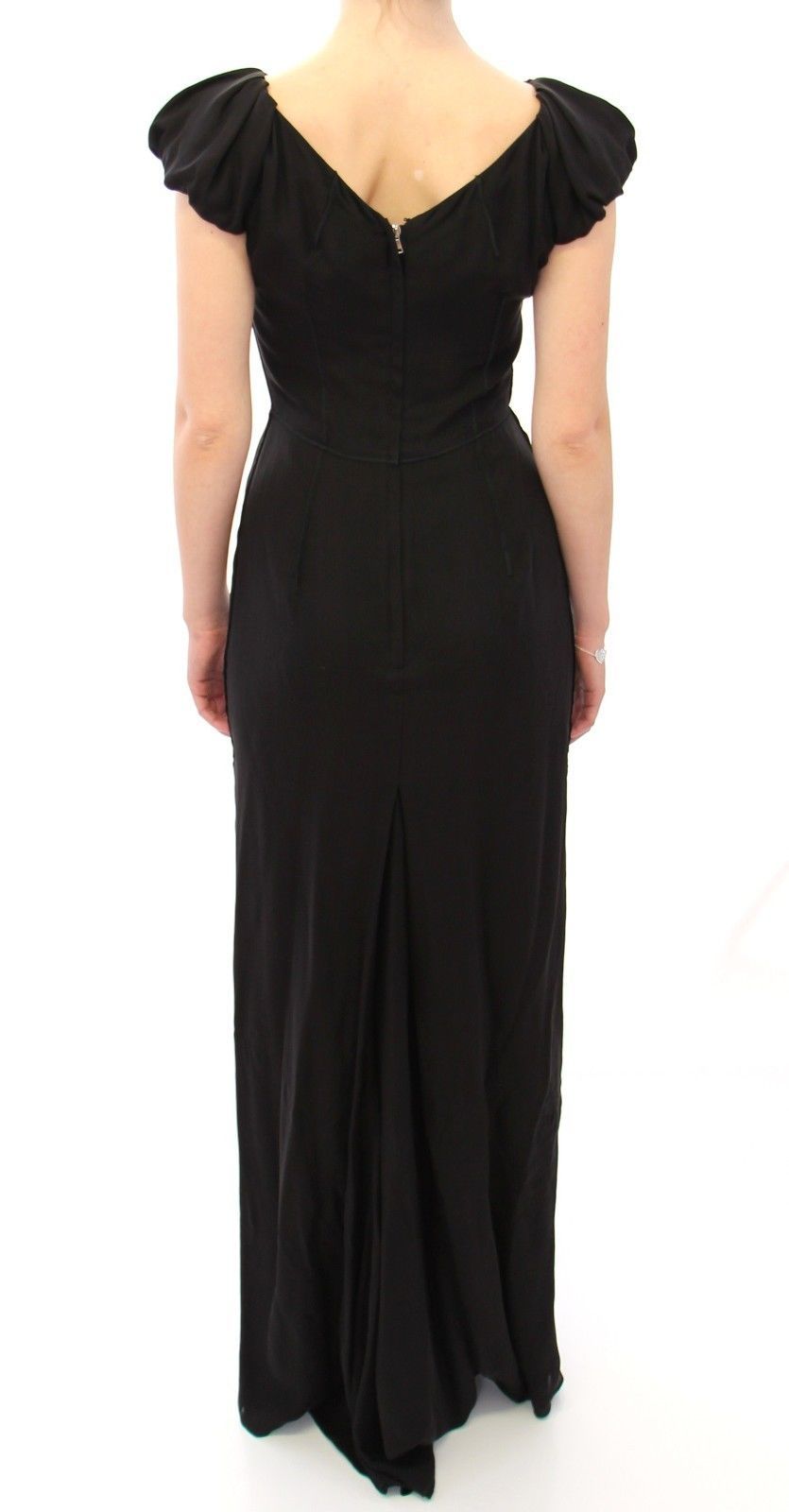 Dolce & Gabbana Black Silk Shortsleeve Gown Maxi IT Women's Dress