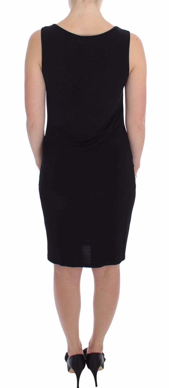 Roccobarocco Elegant Black Sheath Jersey Knee-Length Women's Dress