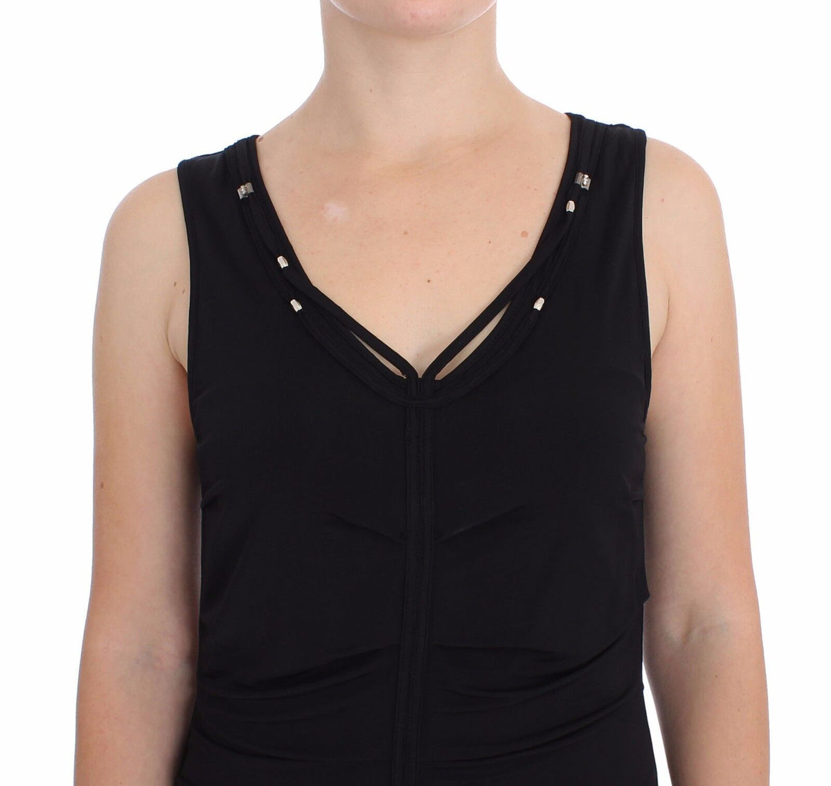 Roccobarocco Black Stretch Wiggle Pencil Sheath Bodycon Women's Dress