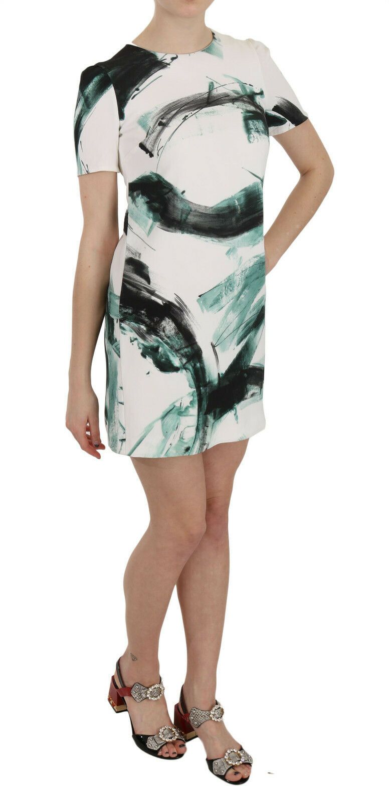 Dolce & Gabbana White Black Blue Shift Short Mini Women's Dress