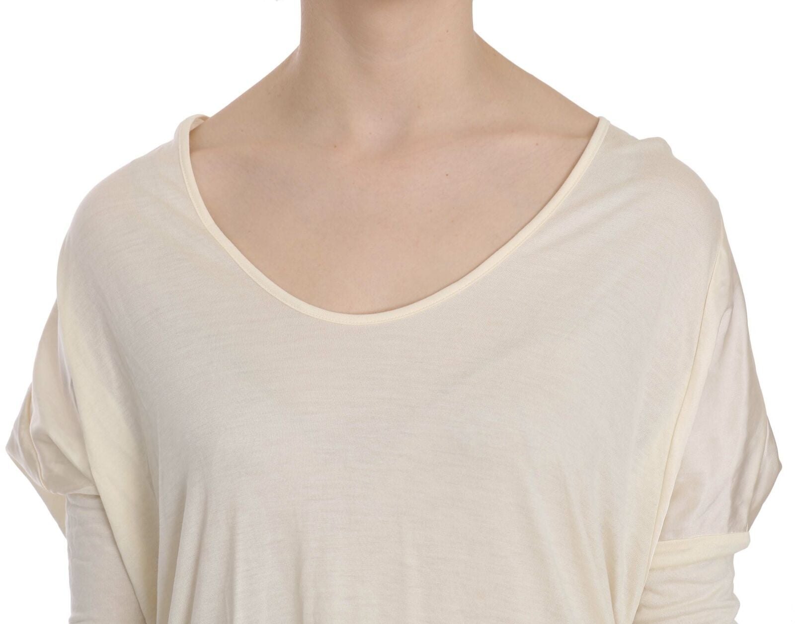 Costume National Chic Cream A-Line Elbow Sleeve Women's Dress