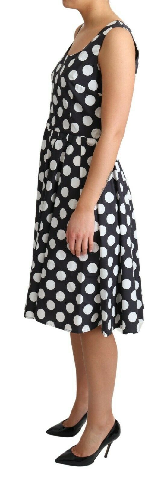 Dolce & Gabbana Black Polka Dotted Cotton A-Line Women's Dress