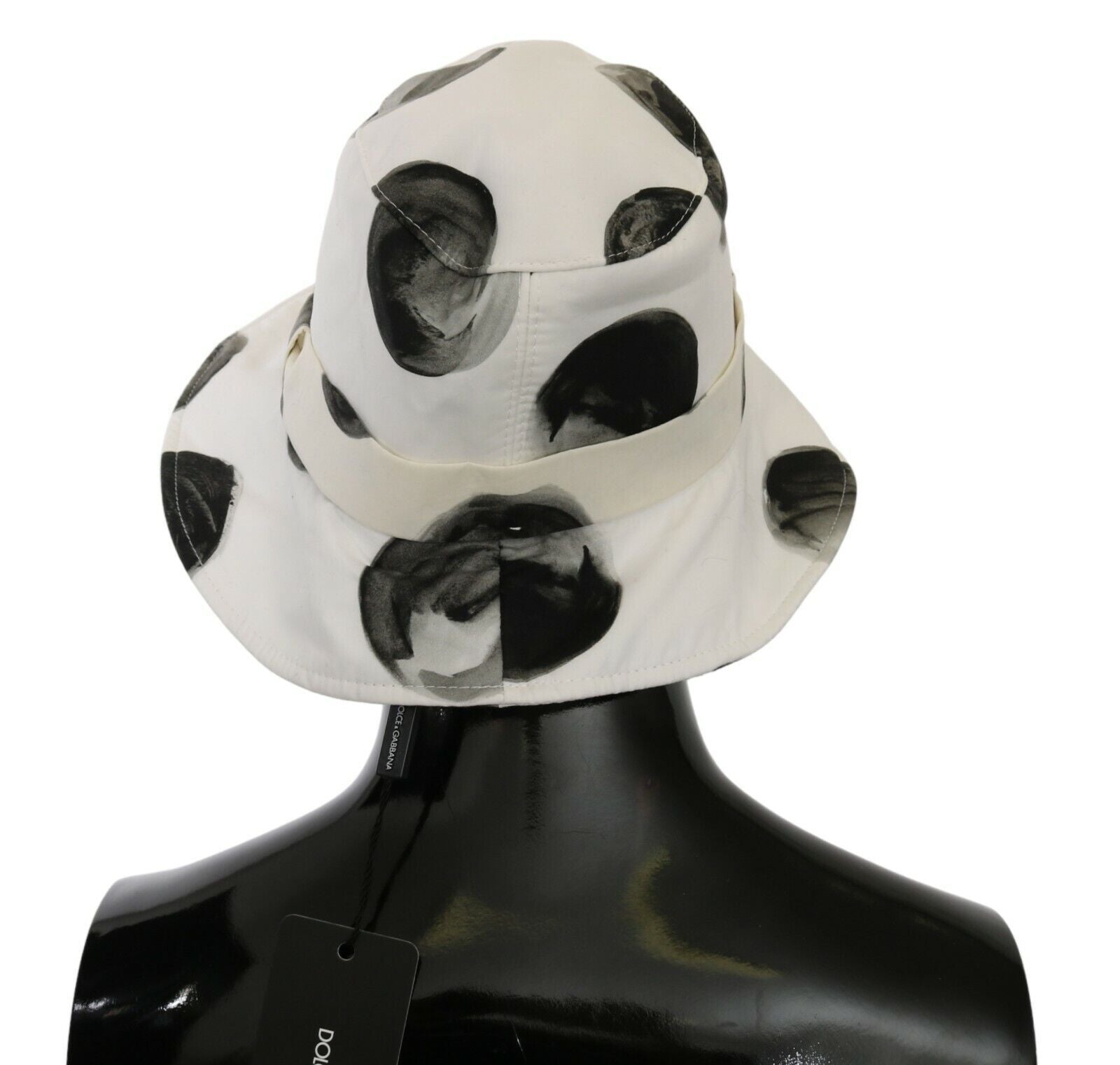 Dolce & Gabbana White Cotton Big Polka Dot Pattern Bucket Women's Hat