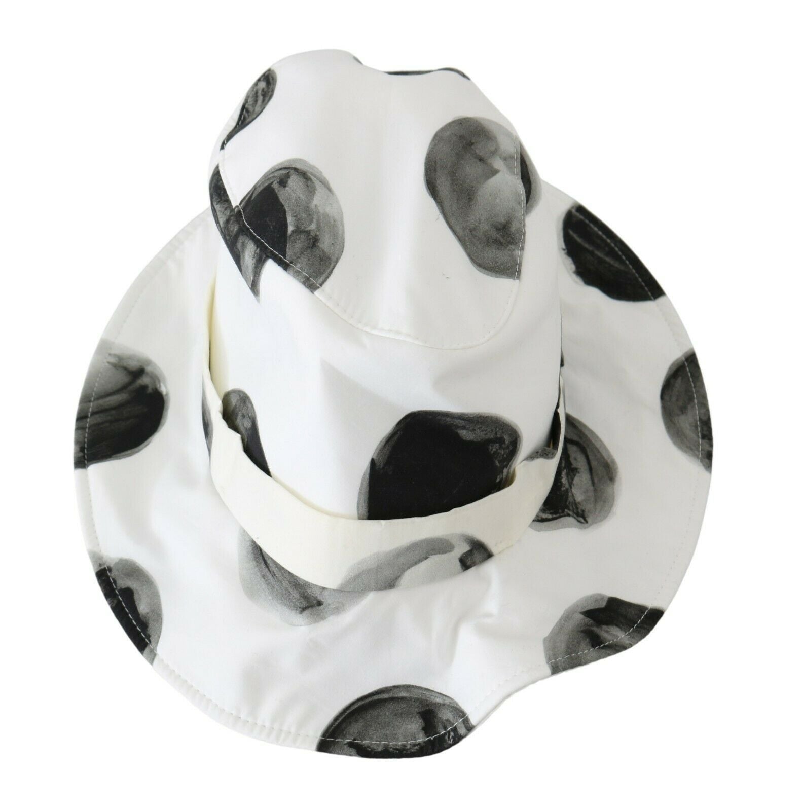 Dolce & Gabbana White Cotton Big Polka Dot Pattern Bucket Women's Hat