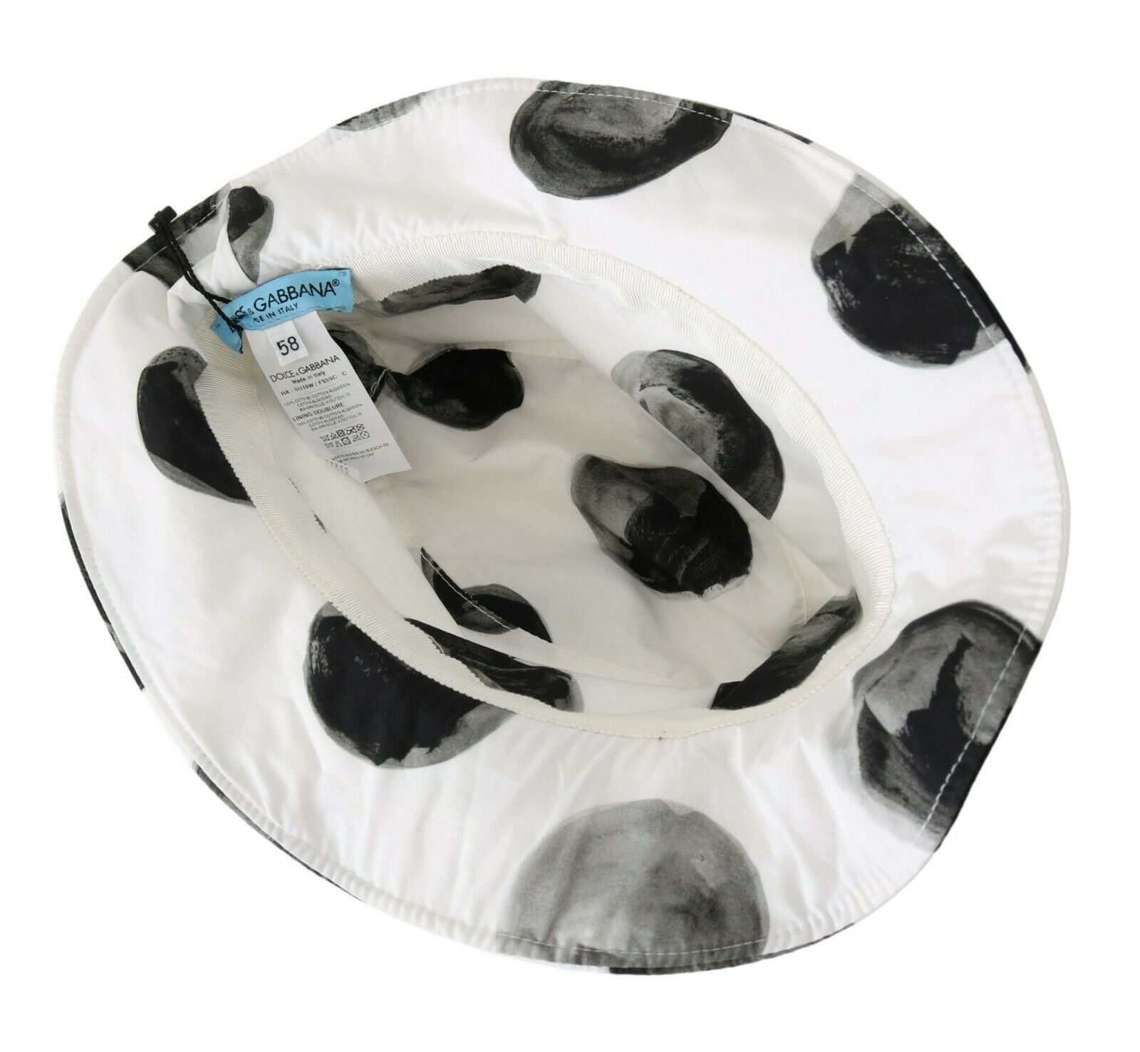 Dolce & Gabbana White Cotton Big Polka Dot Pattern Bucket Women's Hat