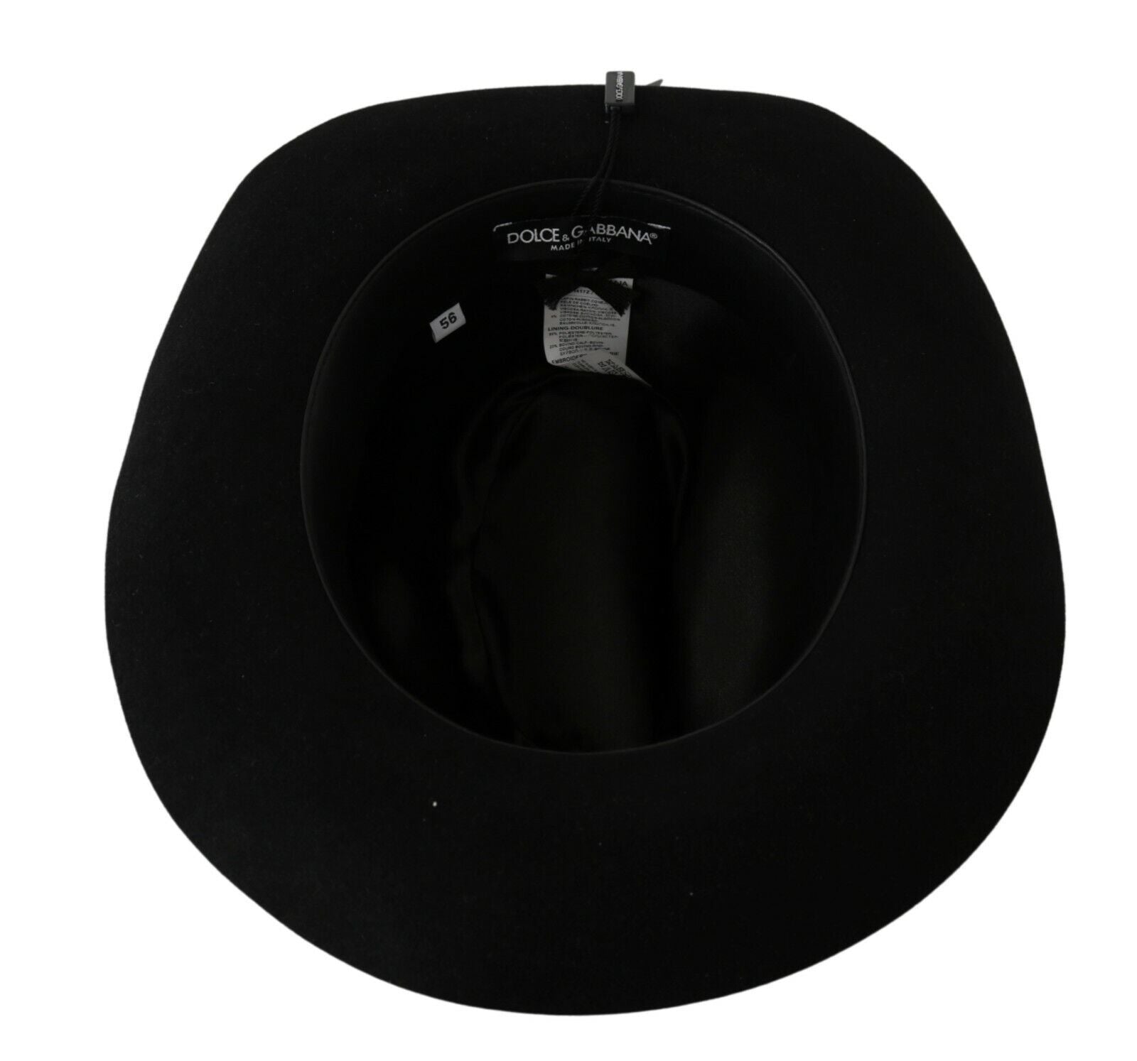 Dolce & Gabbana Black Lapin Amor Gignit Wide Brim Panama Women's Hat