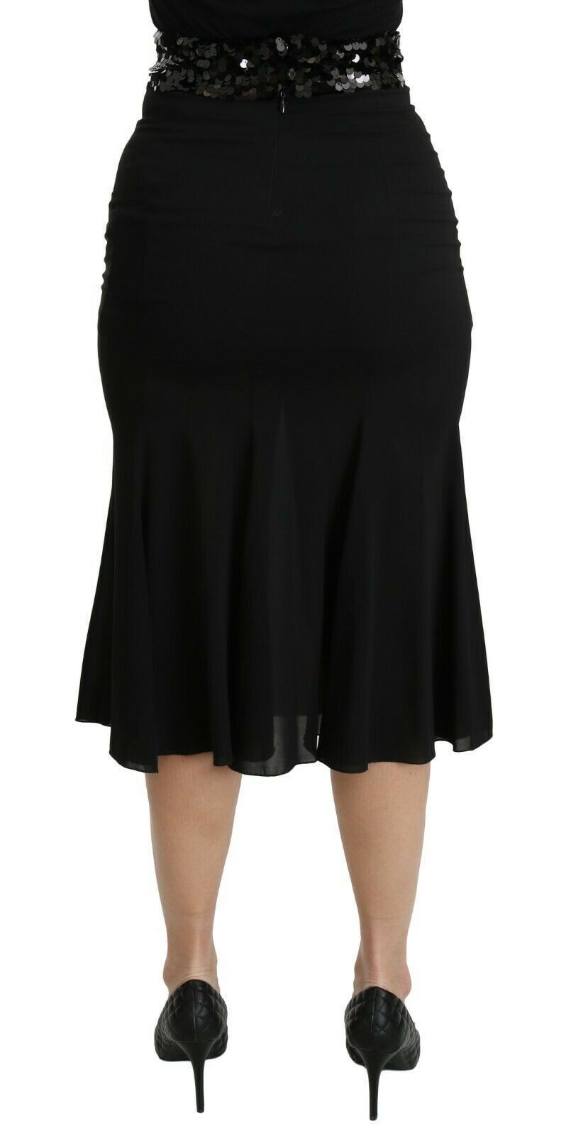 Dolce & Gabbana Black Mermaid High Waist Midi Silk Women's Skirt
