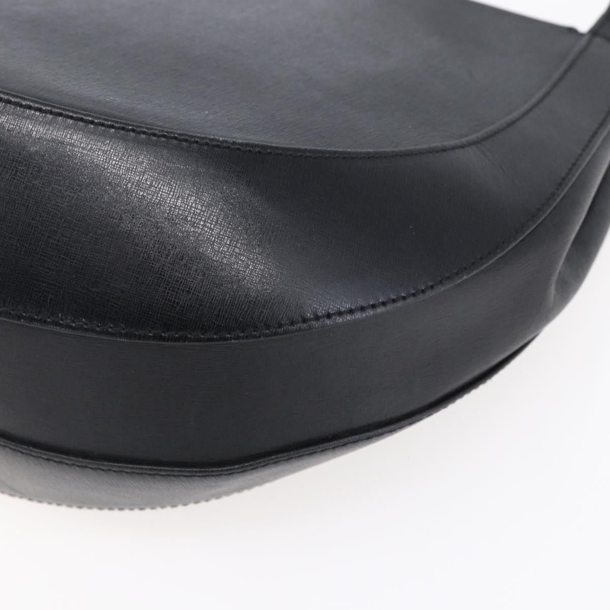 Salvatore Ferragamo Gancini Leather Black Leather Shoulder Bag Bag (Pre-Owned)