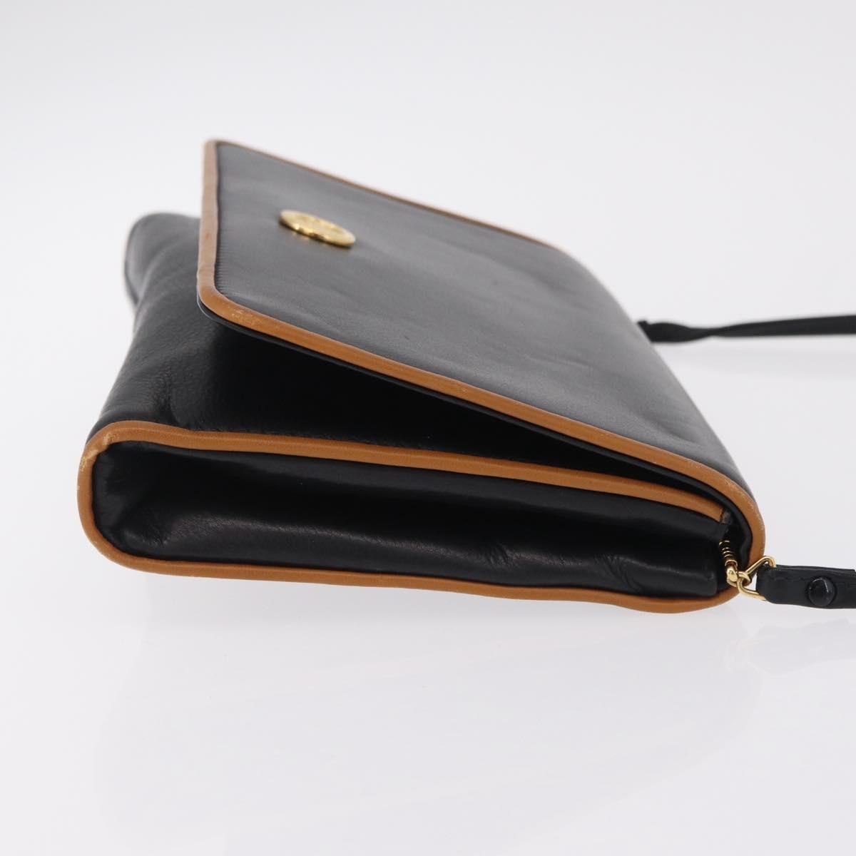 Celine Flap Shoulder Leather Black Leather Shoulder Bag Bag (Pre-Owned)