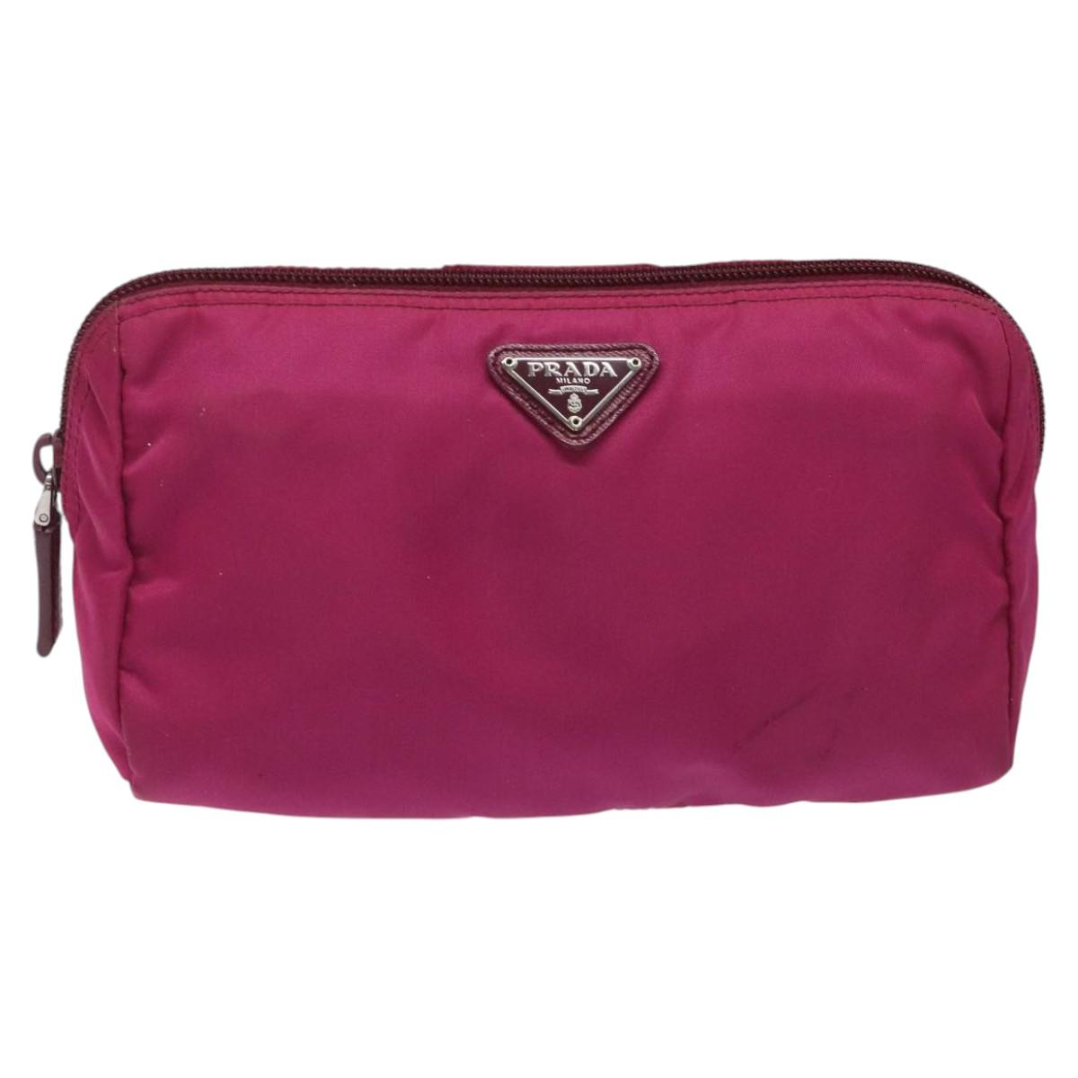 Prada Cosmetic Pouch Pink Synthetic Clutch Bag (Pre-Owned)