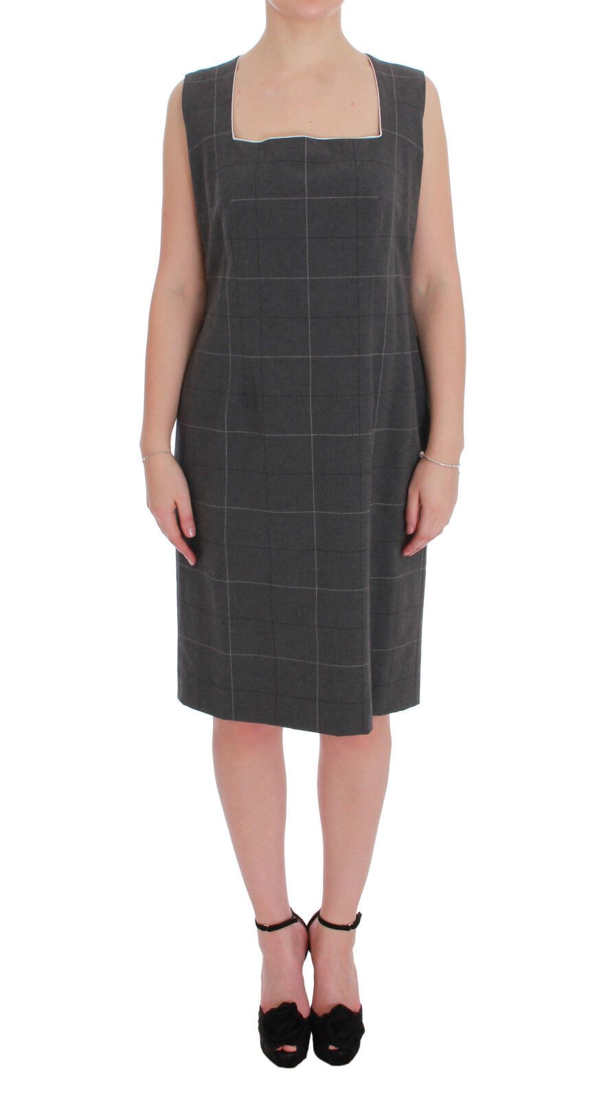 BENCIVENGA Gray Checkered Cotton Blazer Dress Set Women's Suit