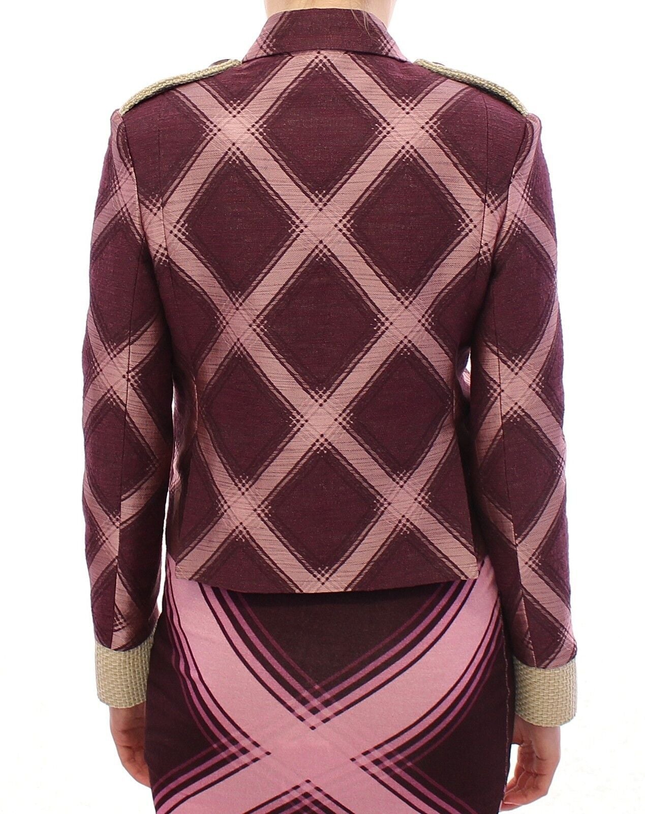 House of Holland Check Trench Coat Blazer Purple Women's Jacket