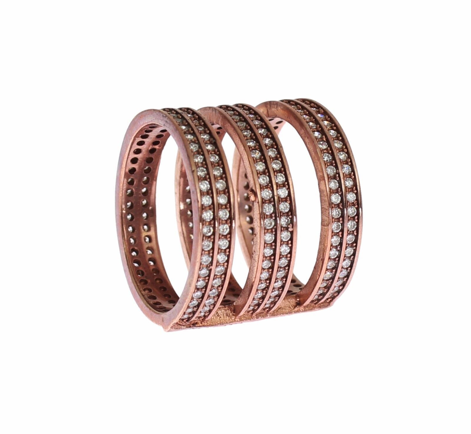 Nialaya Gold 925 Silver Clear CZ Pink Women's Ring
