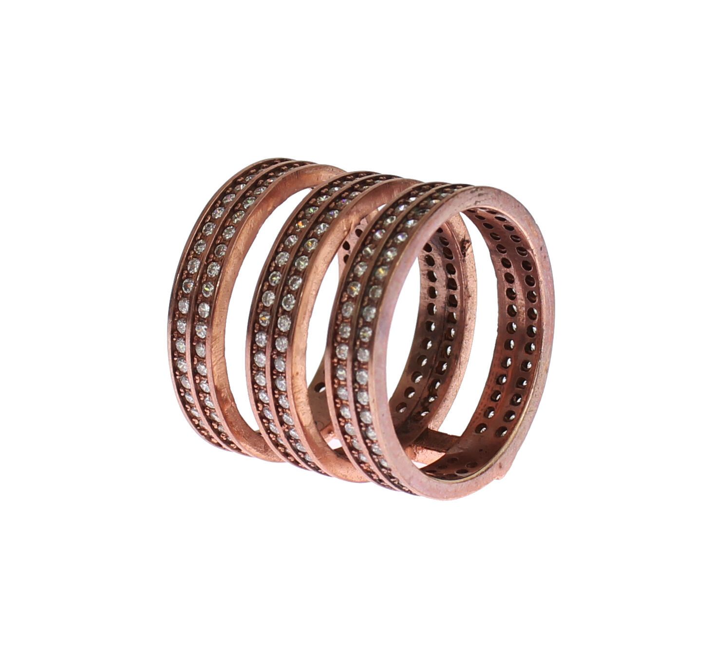 Nialaya Gold 925 Silver Clear CZ Pink Women's Ring