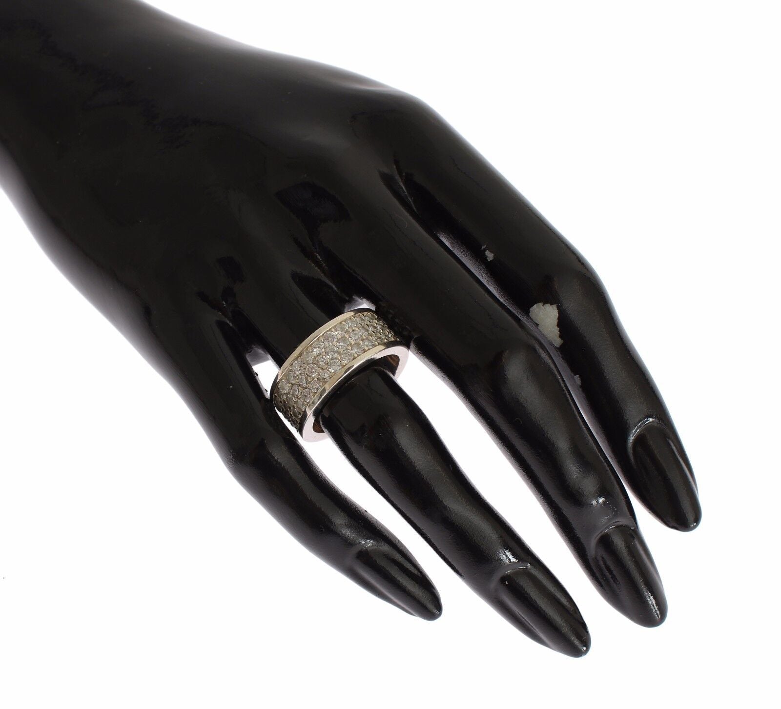 Nialaya Glamorous Silver CZ Crystal Embellished Women's Ring