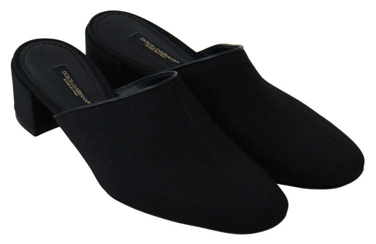 Dolce & Gabbana Black Grosgrain Slides Sandals Women Women's Shoes