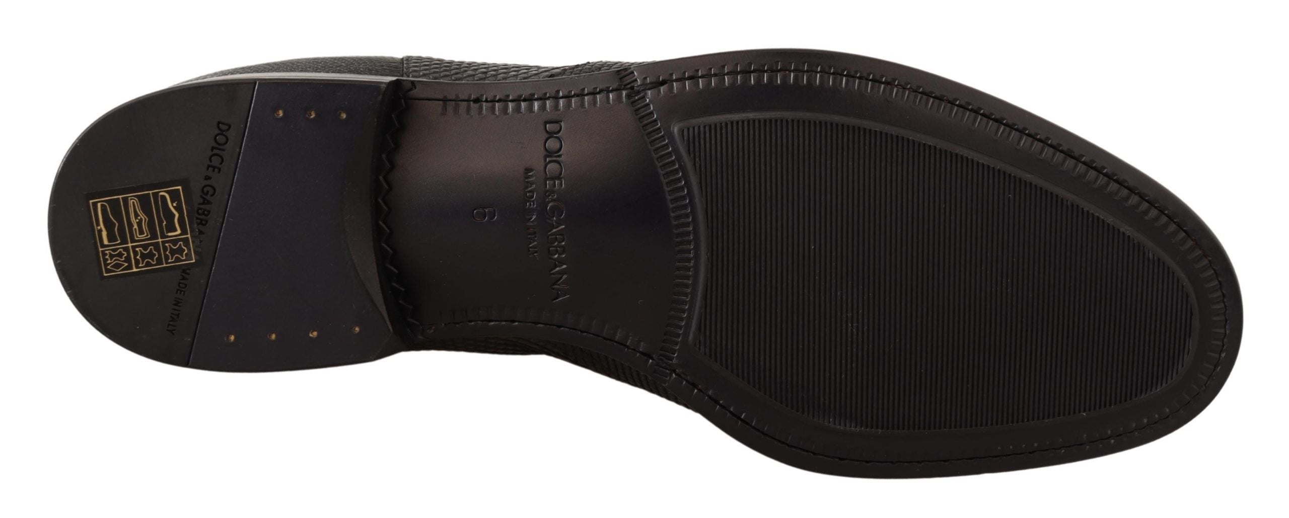 Dolce & Gabbana Elegant Black Leather Lizard Skin Derby Men's Boots