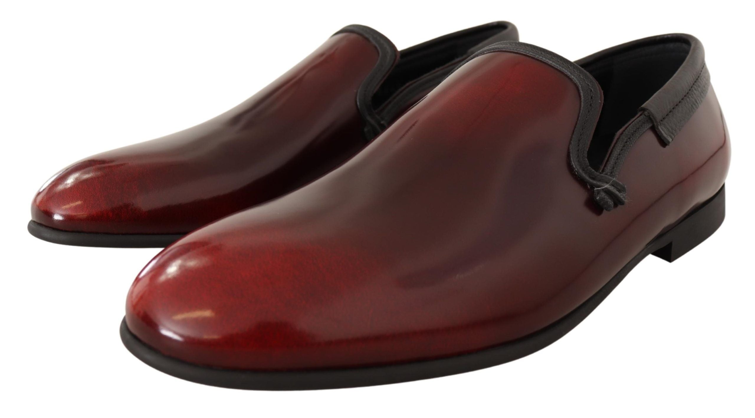 Dolce & Gabbana Bordeaux Patent Leather Dress Loafers Men's Shoes
