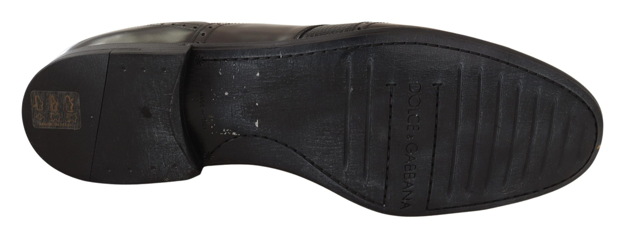 Dolce & Gabbana Brown Lizard Skin Leather Oxford Dress Men's Shoes