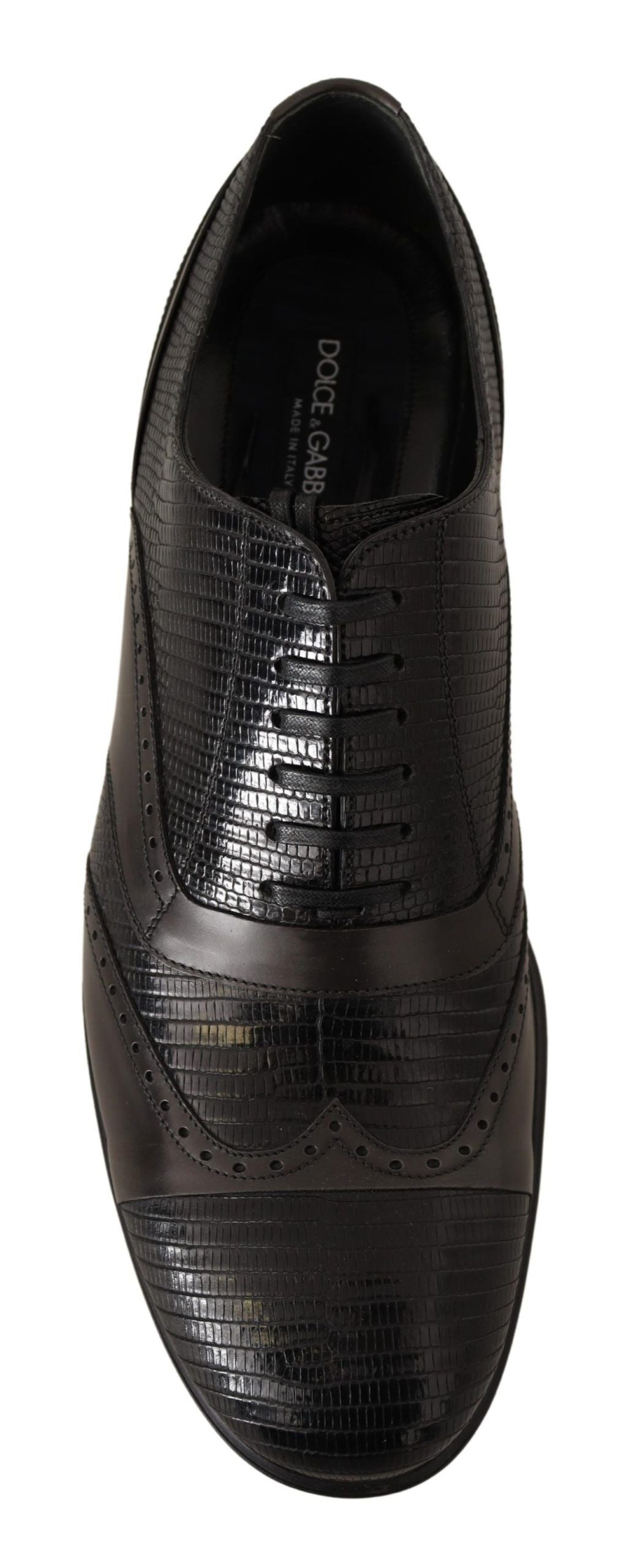 Dolce & Gabbana Brown Lizard Skin Leather Oxford Dress Men's Shoes