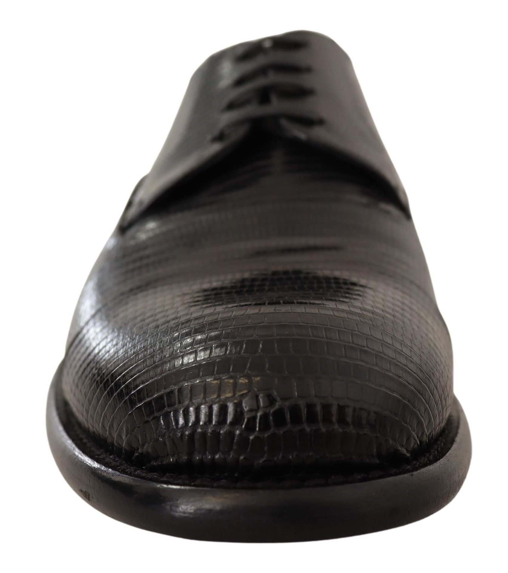 Dolce & Gabbana Elegant Black Lizard Skin Derby Men's Shoes