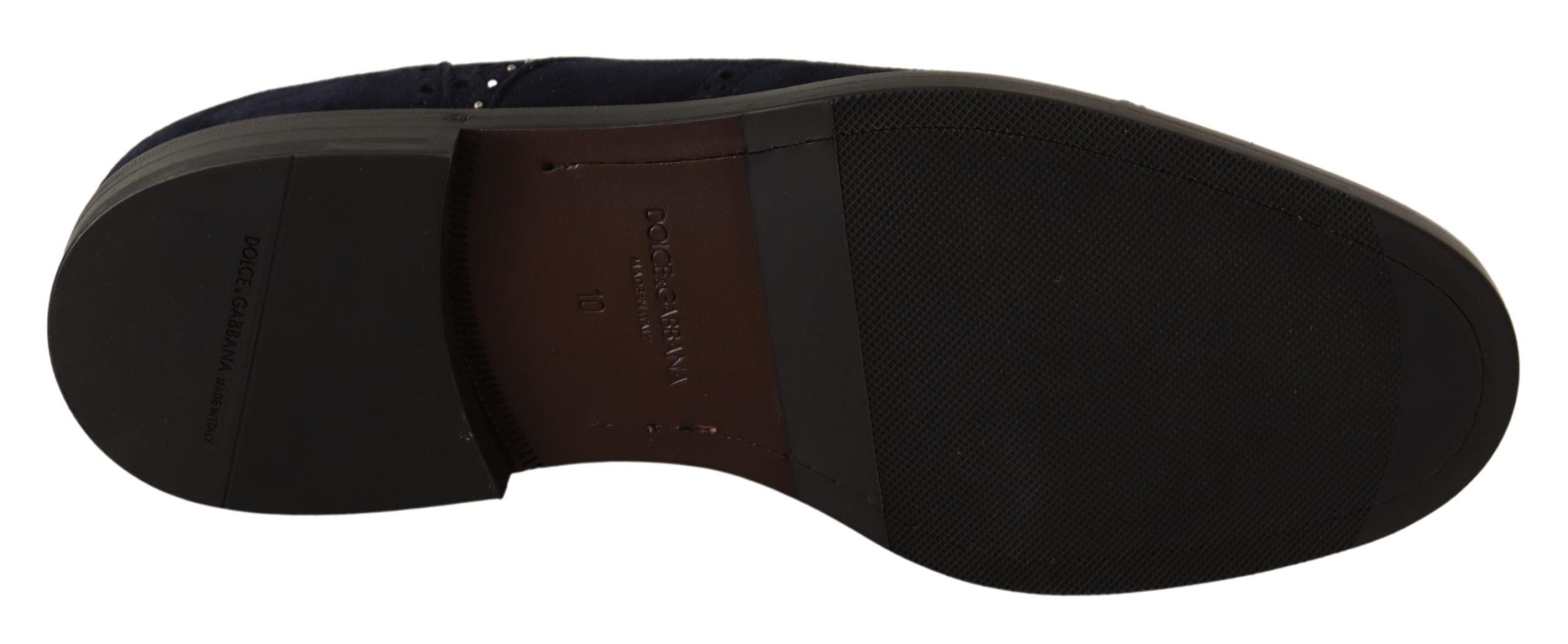 Dolce & Gabbana Blue Suede Leather Derby Studded Men's Shoes