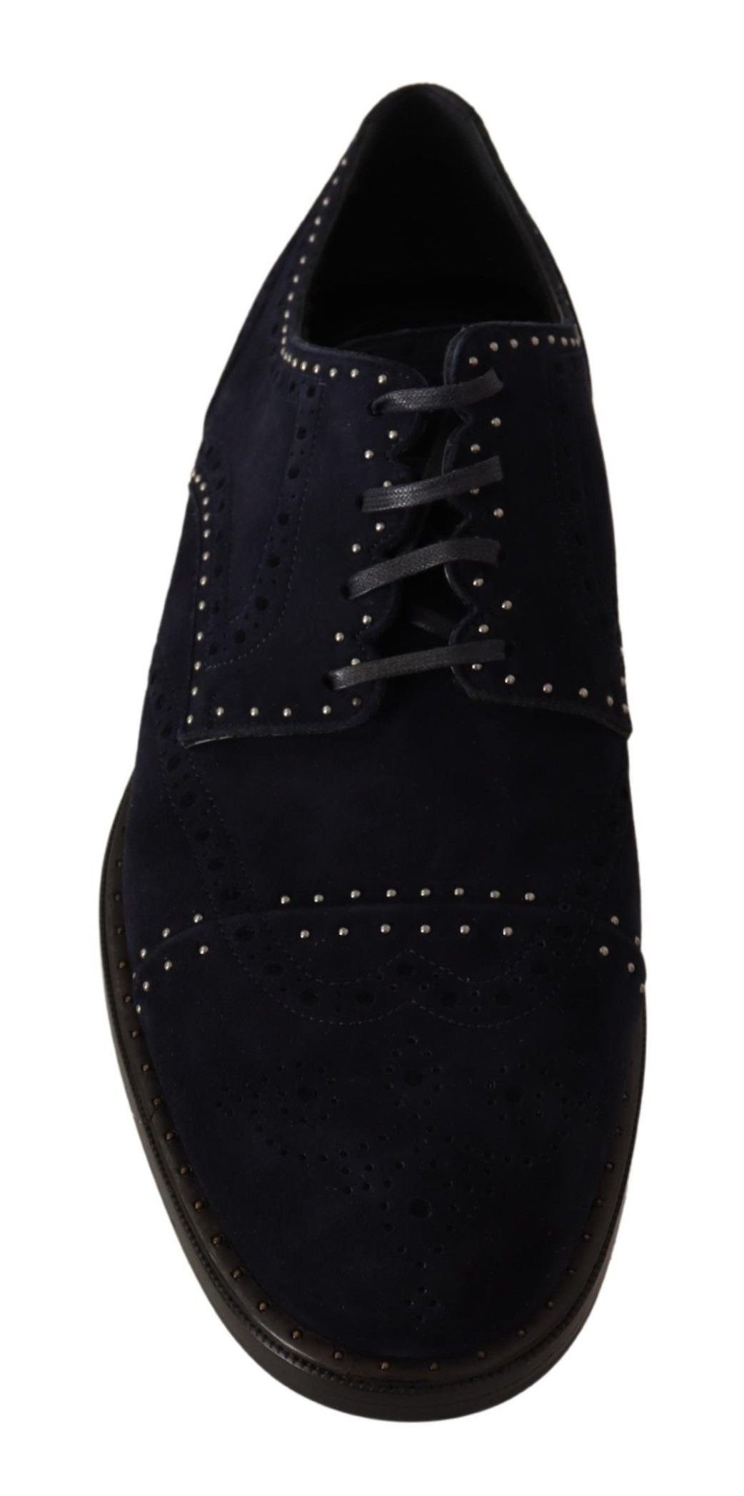 Dolce & Gabbana Blue Suede Leather Derby Studded Men's Shoes