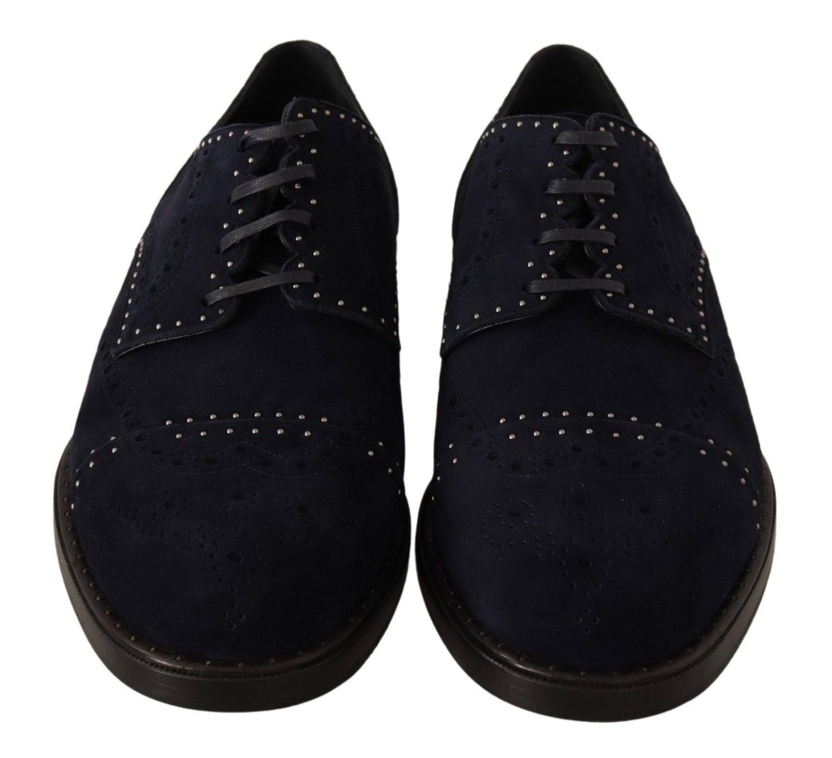 Dolce & Gabbana Blue Suede Leather Derby Studded Men's Shoes