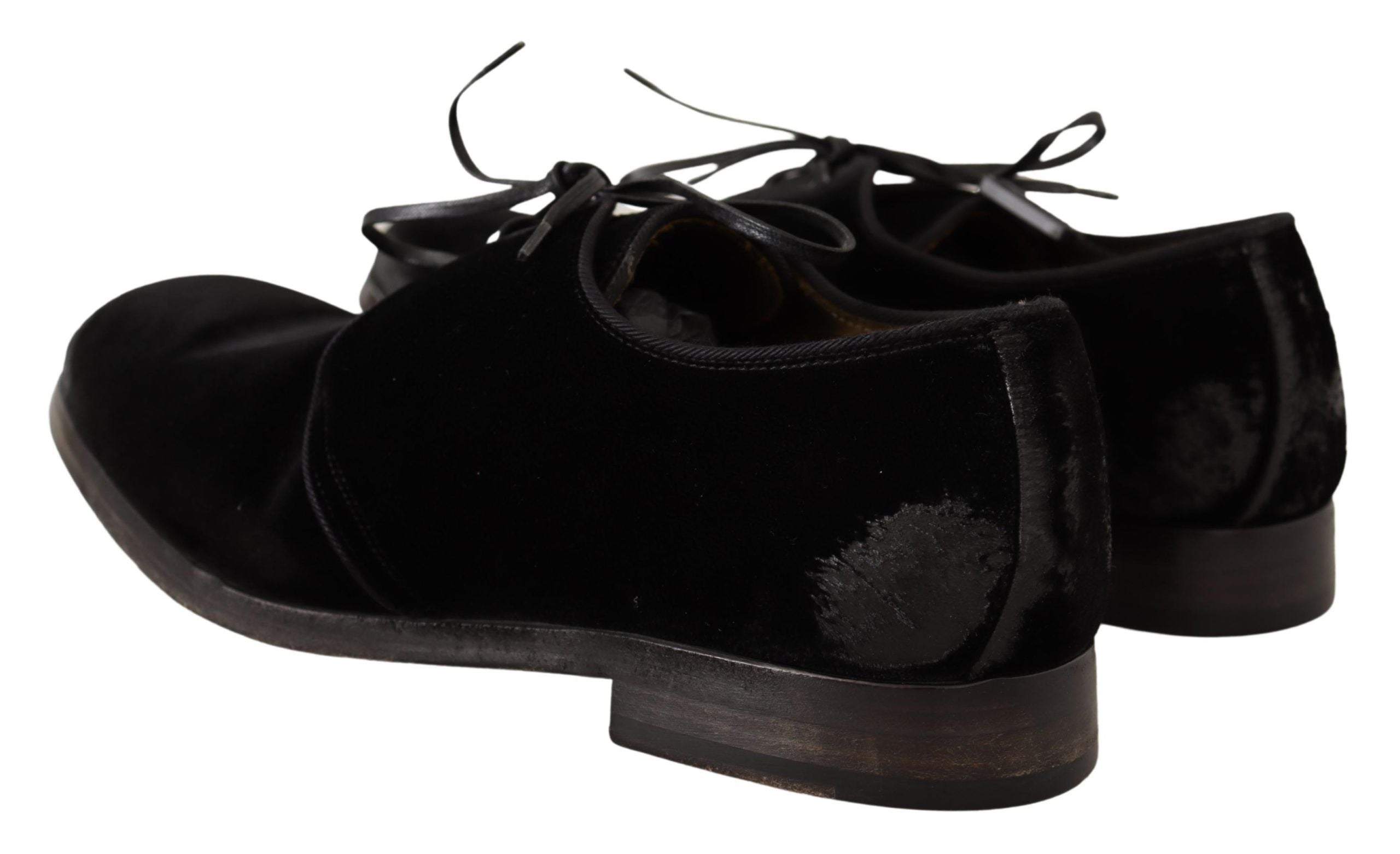 Dolce & Gabbana Elegant Black Velvet Derby Men's Shoes