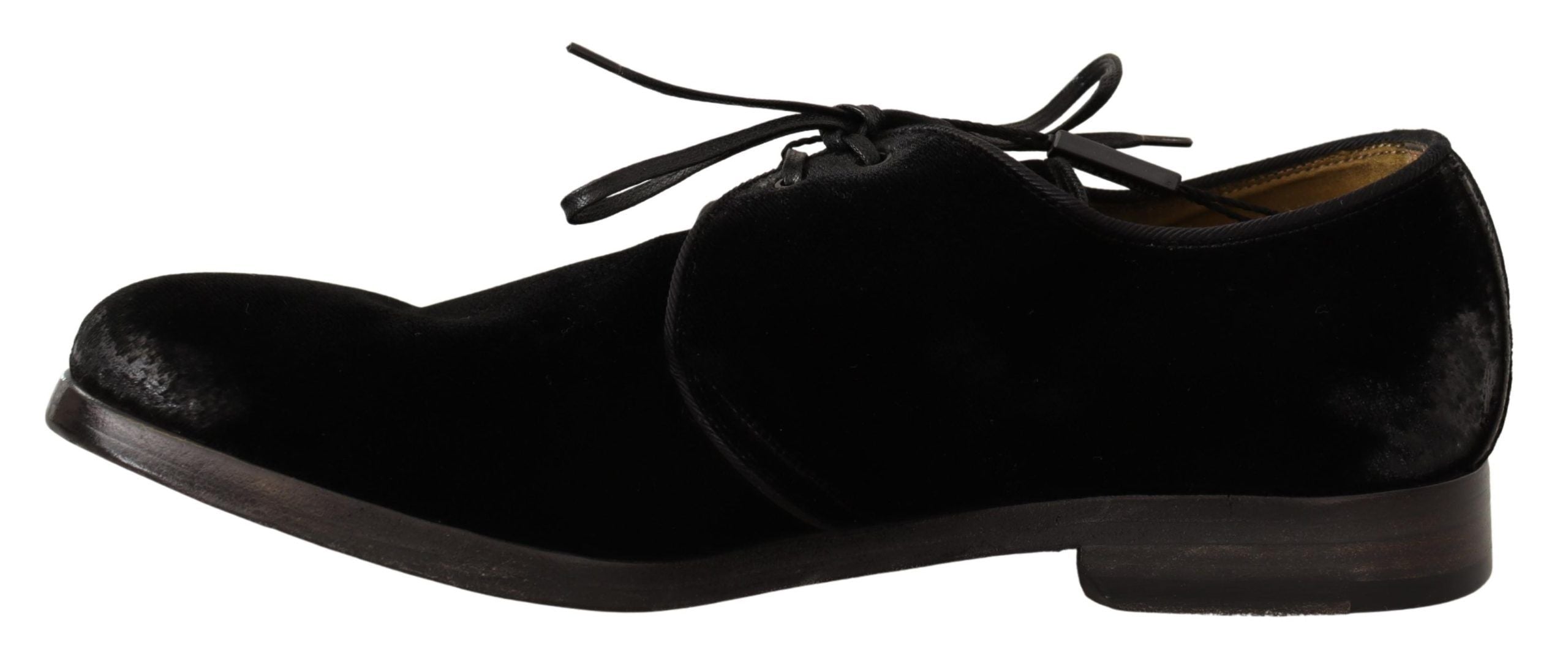 Dolce & Gabbana Elegant Black Velvet Derby Men's Shoes
