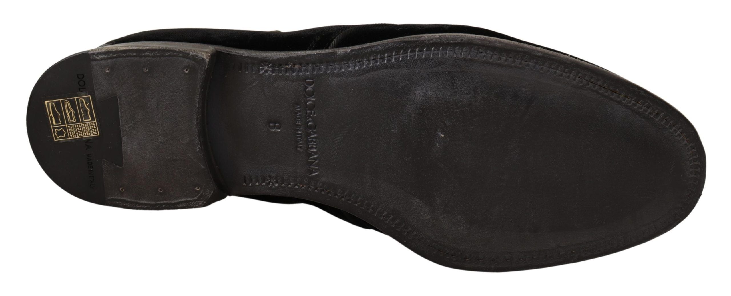 Dolce & Gabbana Elegant Black Velvet Derby Men's Shoes