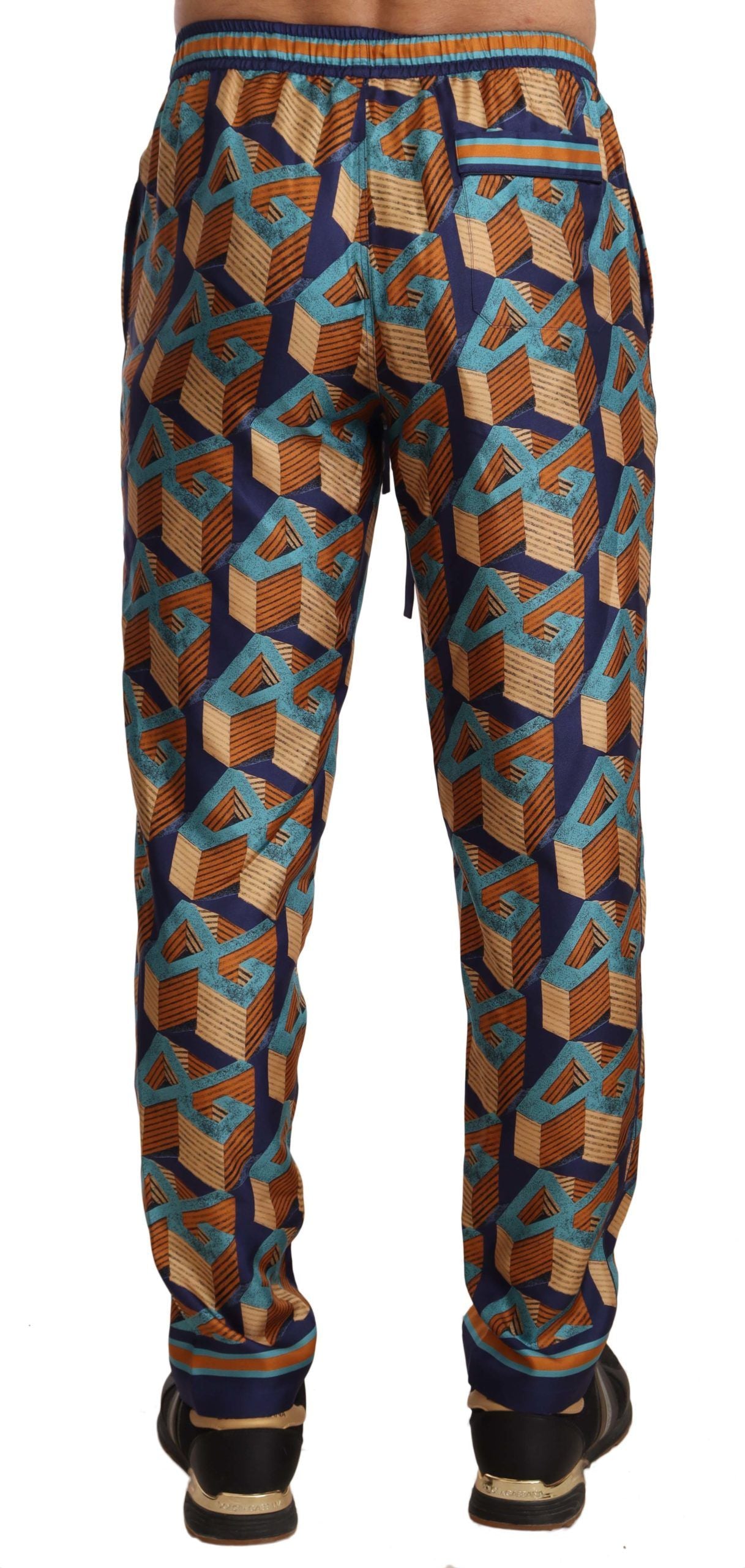 Dolce & Gabbana Multicolor Patterned Joggers Silk Men's Pants